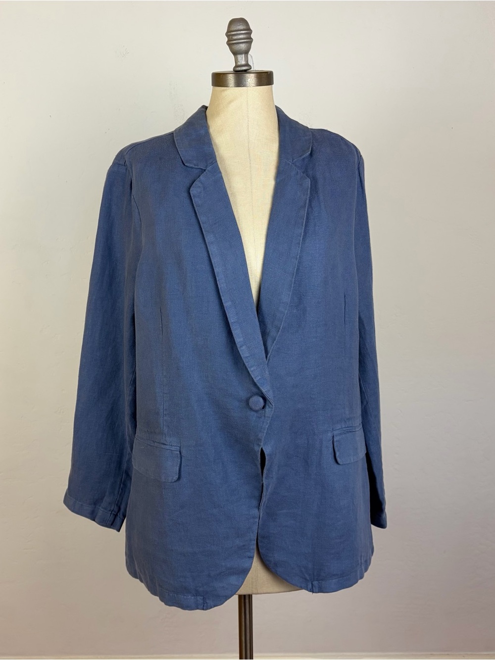 H by Halston Linen Blazer in Blue